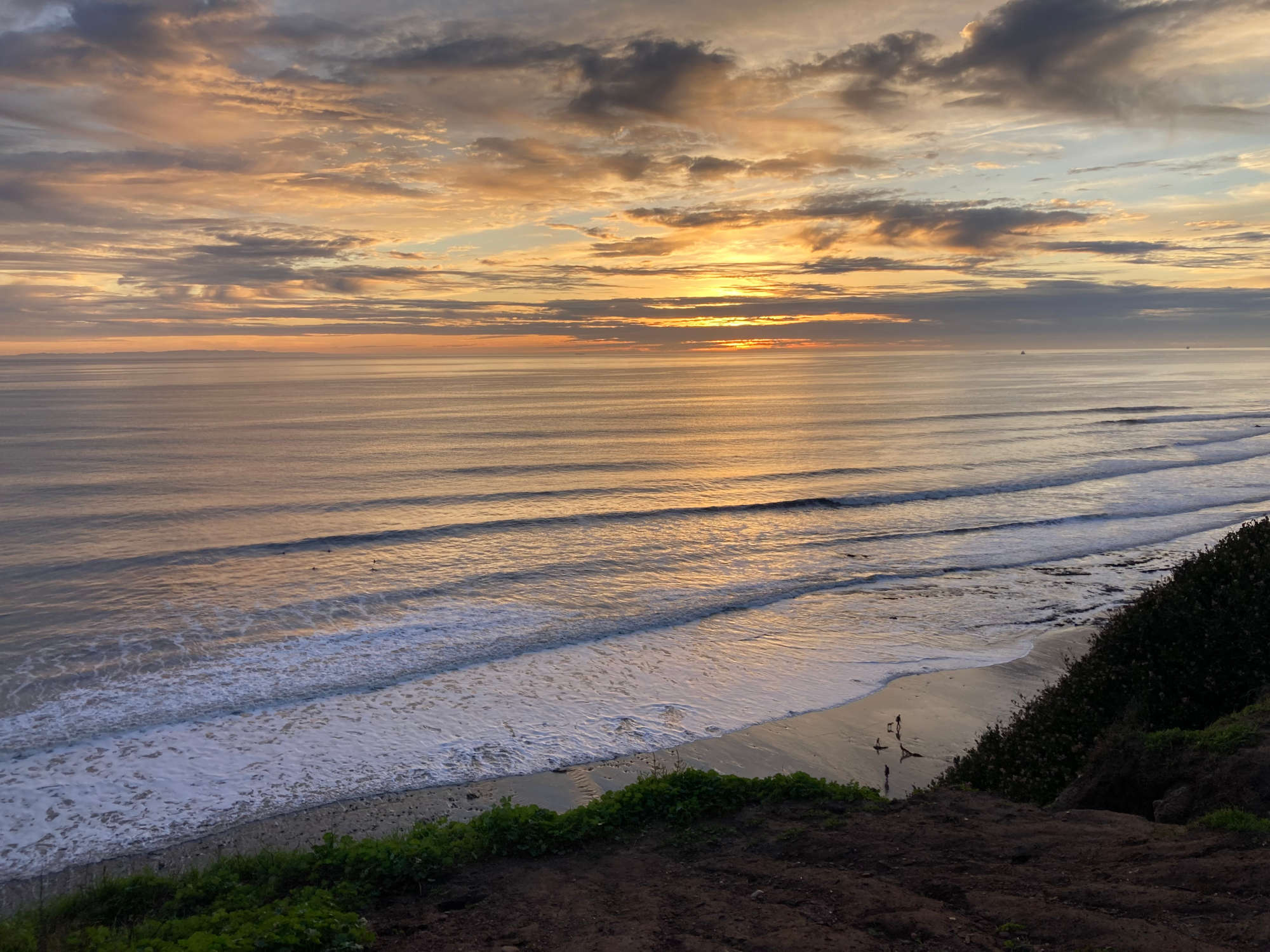 Santa Barbara coastline at sunset